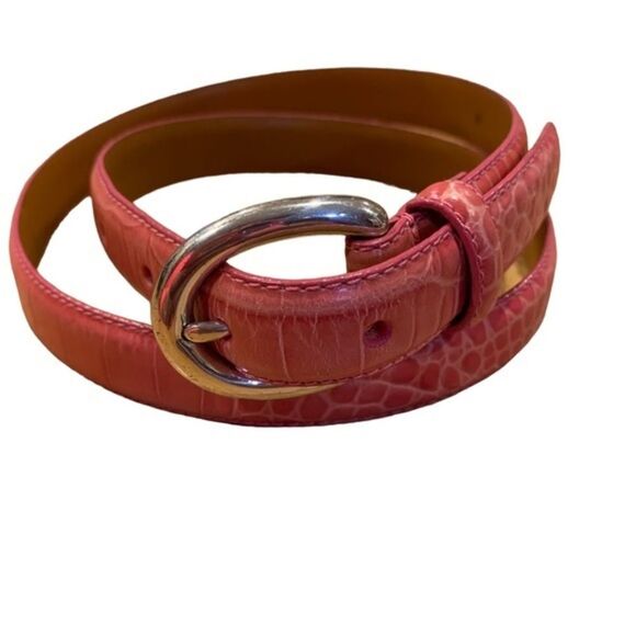 Lauren Ralph Lauren Pink‎ Alligator Italian Leather Belt M main image 4
